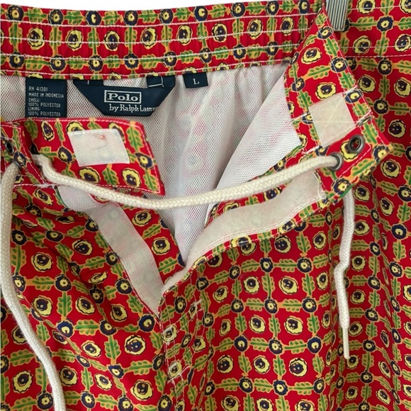 Polo by Ralph Lauren Vintage Board Shorts Blue Tab Silver Geometric Size L - Picture 3 of 12